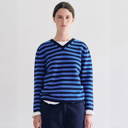 Damen Pullover V-Ausschnitt Streifenmuster Norvielle - Norvielle