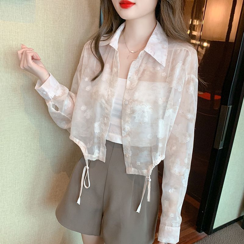 Damen Bluse Transparent Floral Design