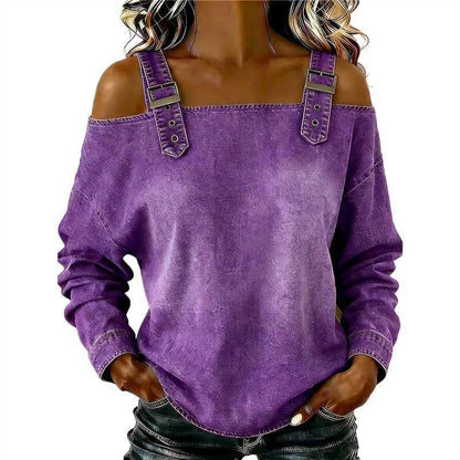 Damen Sweatshirt Dekorative Schulterdetails Norvielle