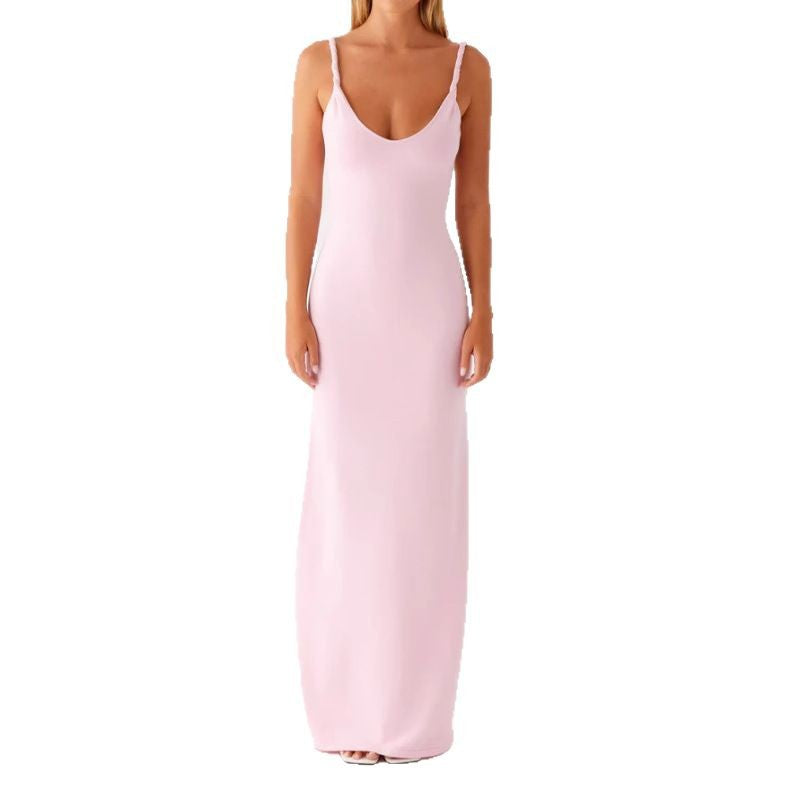 Damen Maxikleid Langarm Elastisch V-Ausschnitt Norvielle