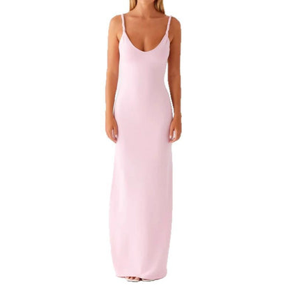 Damen Maxikleid Langarm Elastisch V-Ausschnitt Norvielle