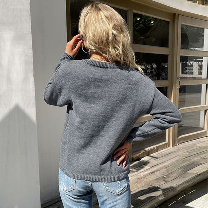 Damen Strickpullover Rundhalsausschnitt Bequem Norvielle