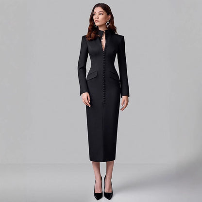 Damen Langarmkleid Floralmuster Hochgeschlossener Kragen Norvielle