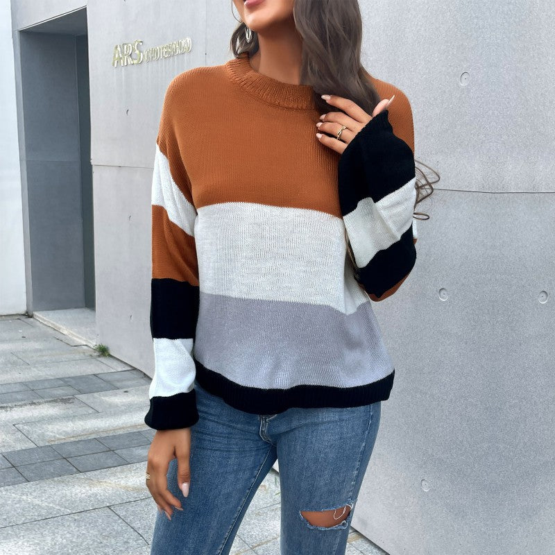 Damen Strickpullover Farbblock-Design Norvielle