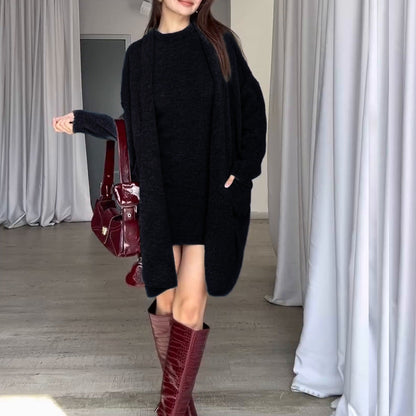 Damen Strickmantel Oversized mit Taschen
