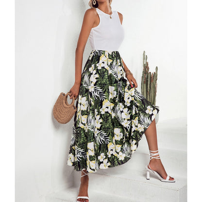 Damen Maxirock Floralmuster Schwingender Saum Norvielle