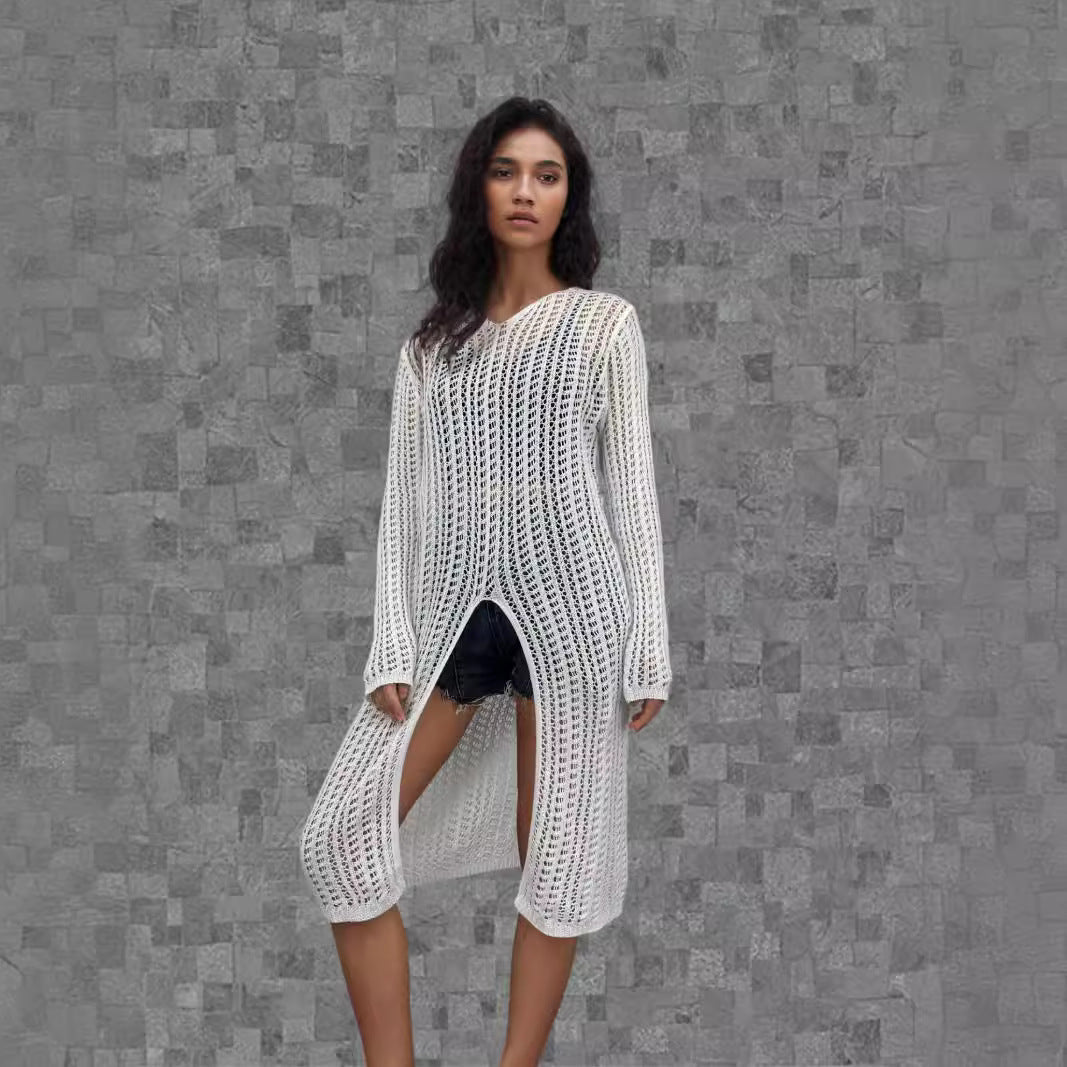 Damen Longpullover Netzdesign Norvielle