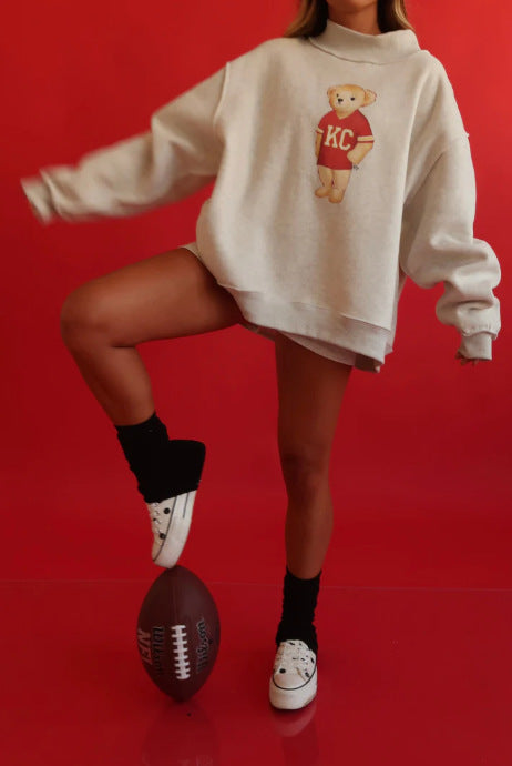 Damen Oversized Sweatshirt Bärenmotiv Norvielle