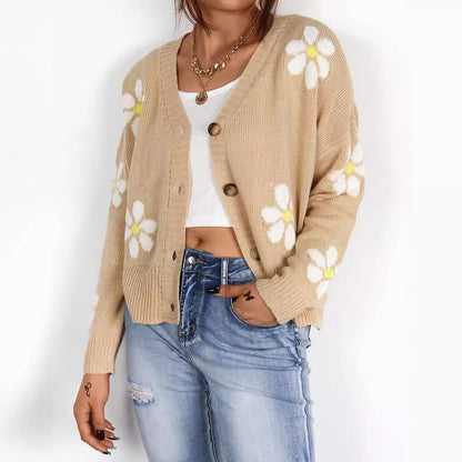 Damen Strickjacke Florale Applikationen Norvielle - Norvielle