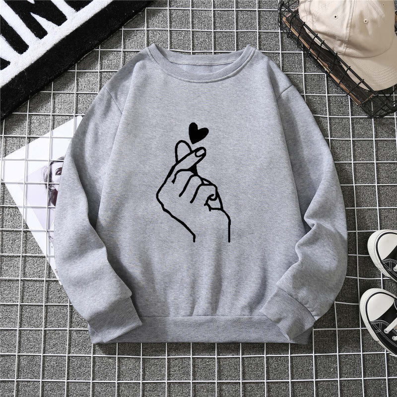 Damen Sweatshirt Weiches Innenfutter Handzeichen-Motiv Norvielle
