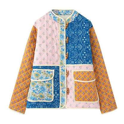 Damen Patchwork-Jacke Gefüttert Mit Taschen Norvielle
