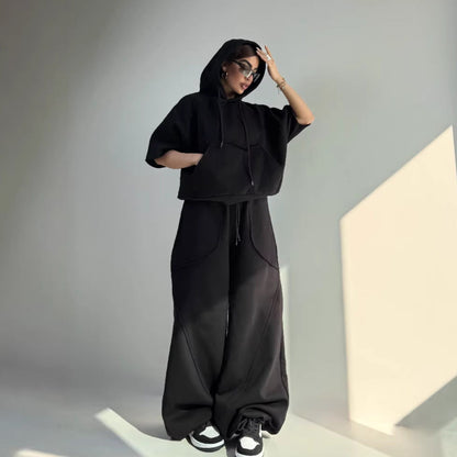 Damen Oversized Kapuzenpullover Kängurutasche Elastischer Saum