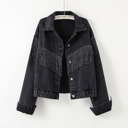Damen Jeansjacke Fransig Design