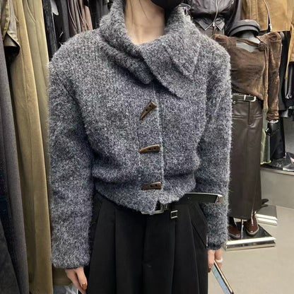 Damen Strickjacke mit Kragen und Knöpfen Norvielle