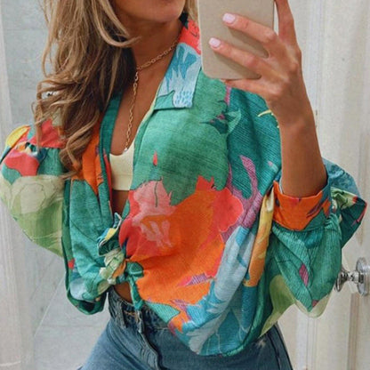 Damen Blusenjacke Übergröße Floralmuster Norvielle