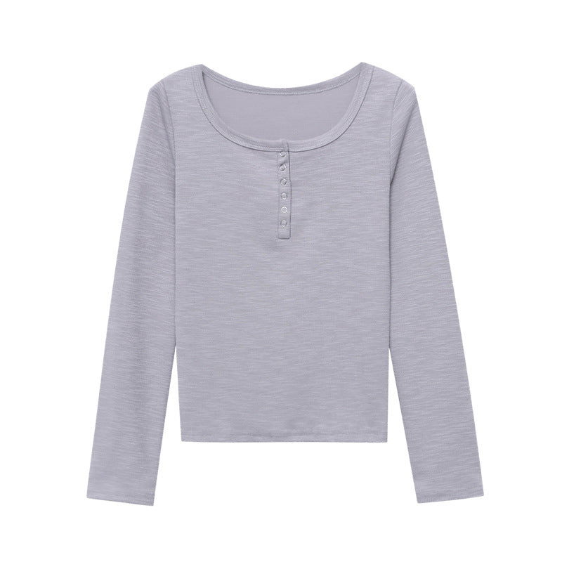 Damen Langarmshirt mit Knöpfen Norvielle
