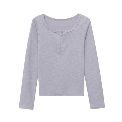 Damen Langarmshirt mit Knöpfen Norvielle