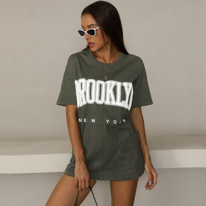 Damen Oversized T-Shirt Brooklyn-Print Norvielle - Norvielle