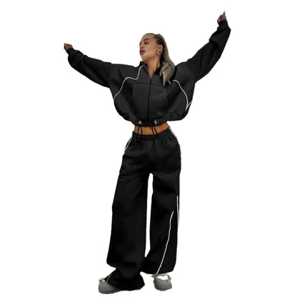 Damen Sport-Jogginganzug Weites Design Reißverschluss Norvielle
