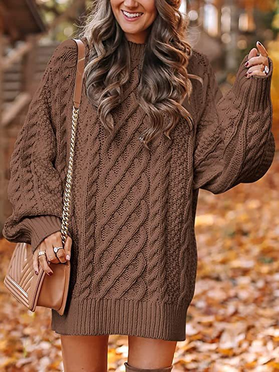 Damen Strickpullover Groß Zopfmuster Norvielle