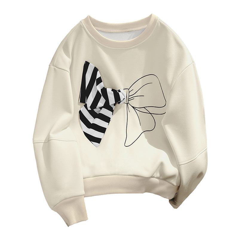 Damen Sweatshirt Schleifenmuster Moderner Schnitt Norvielle