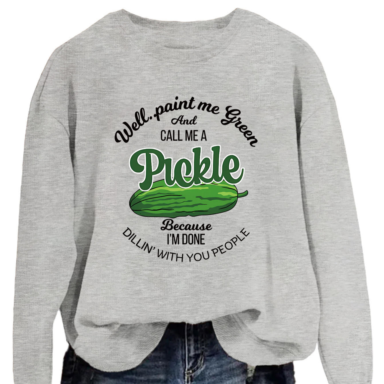 Damen Sweatshirt Gurkenmotiv Kreativer Druck Norvielle