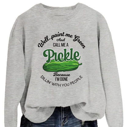 Damen Sweatshirt Gurkenmotiv Kreativer Druck Norvielle