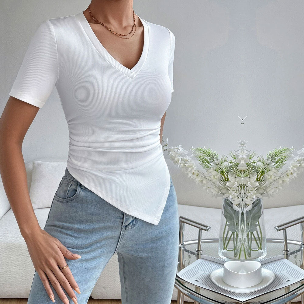 Damen Body V-Ausschnitt Raffung Norvielle