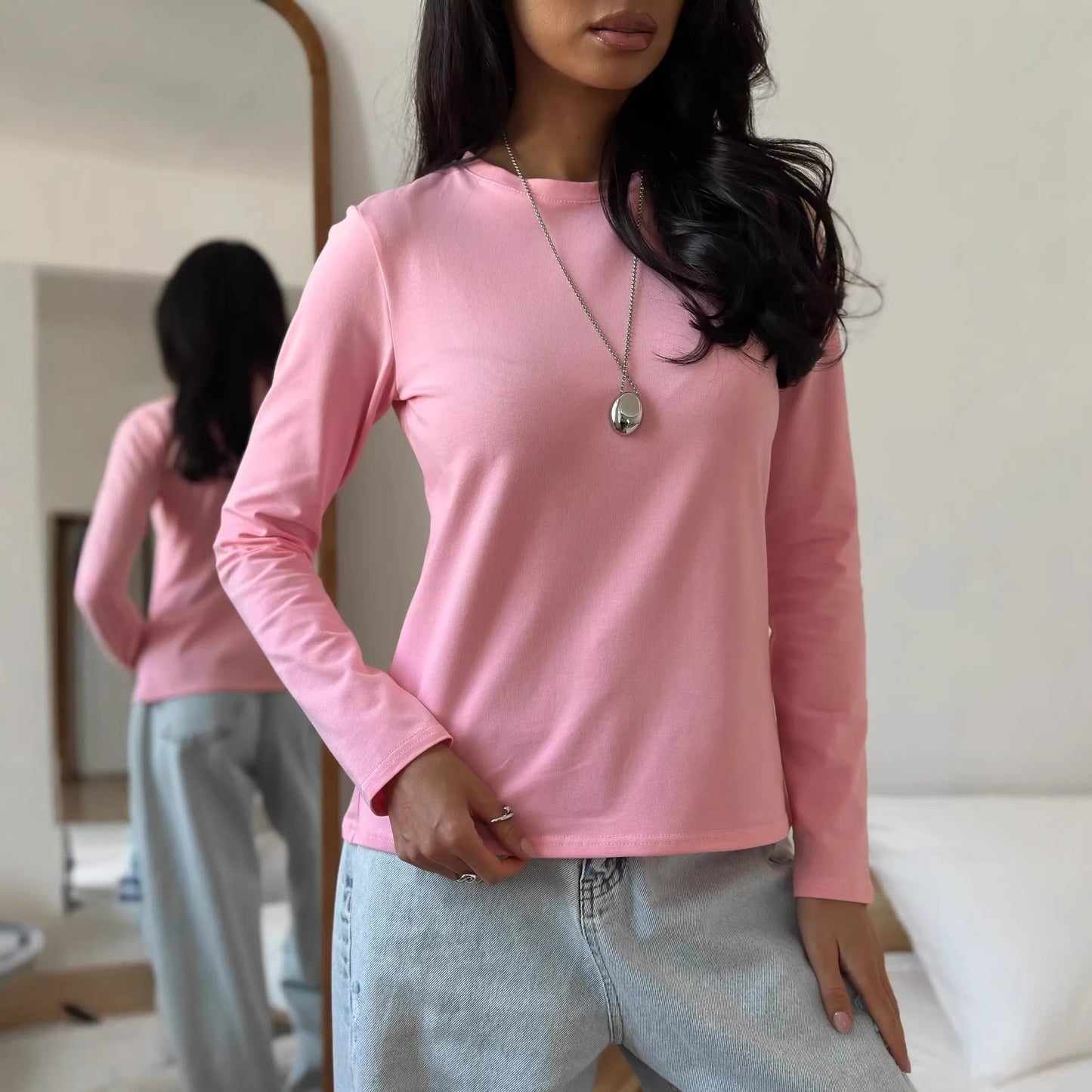 Damen Langarmshirt Körperbetonter Schnitt Norvielle