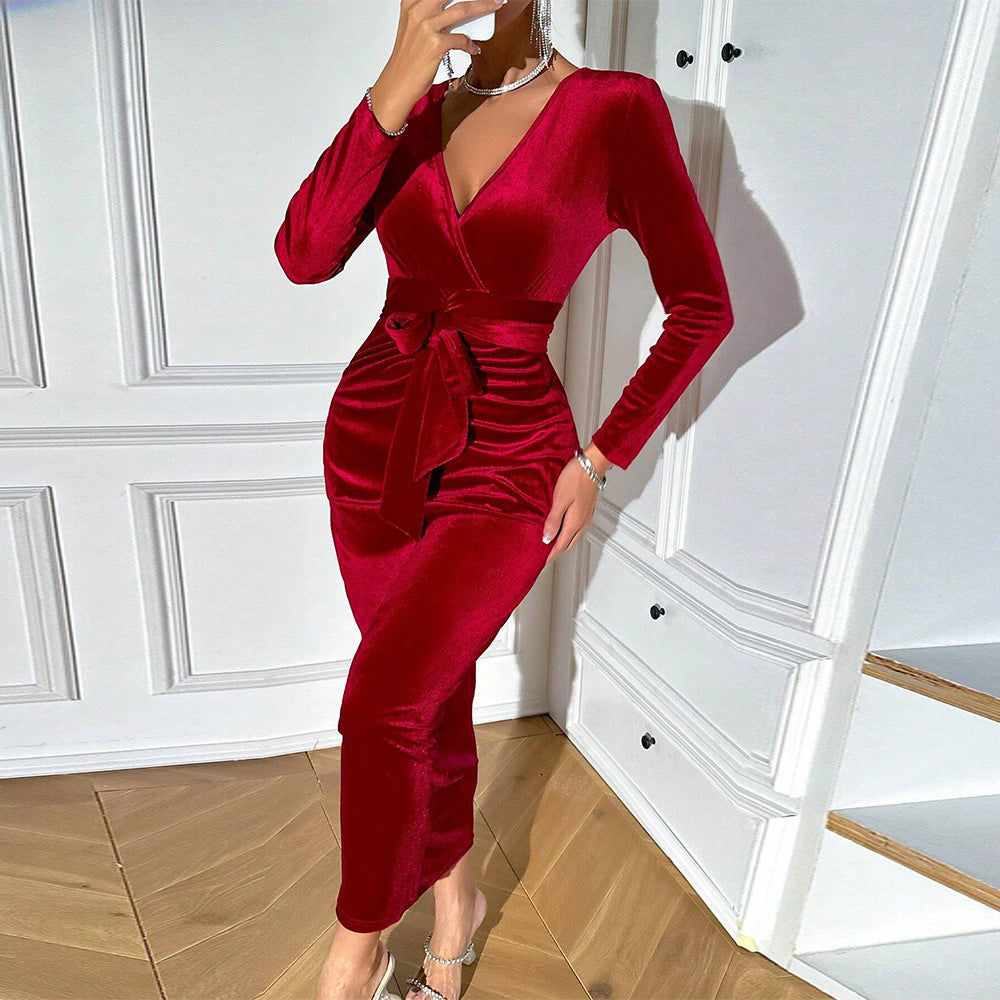 Damen Wickelkleid mit Taillenbindung Figurbetonter Schnitt Norvielle - Norvielle