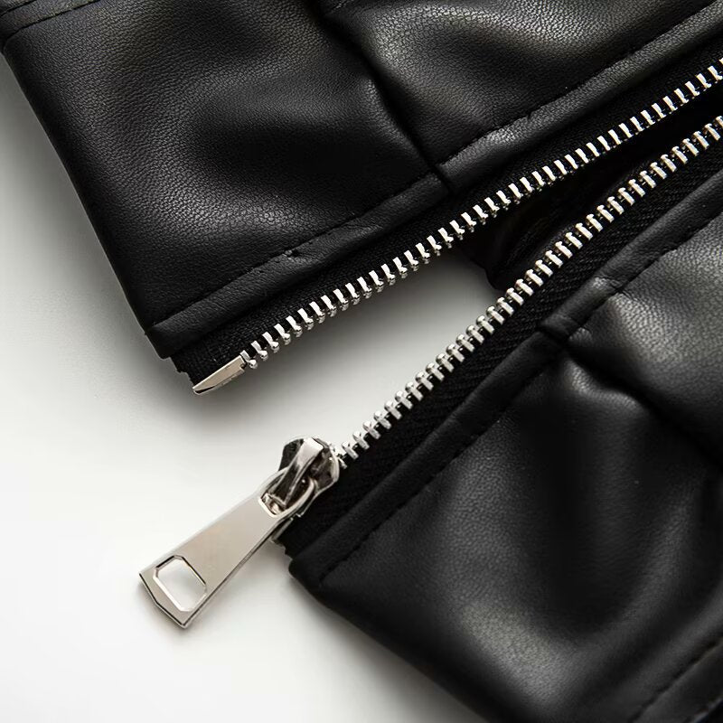 Damen Lederjacke Elastischer Bund