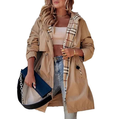 Damen Übergangsjacke Karomuster mit verstellbarem Kordelzug Norvielle