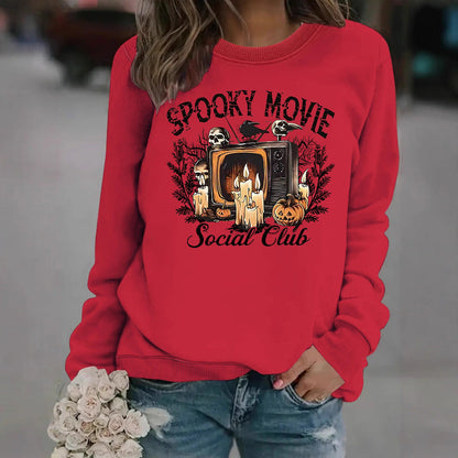 Damen Sweatshirt Spooky Film-Motiv Lässiger Schnitt