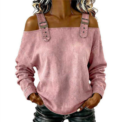 Damen Sweatshirt Dekorative Schulterdetails Norvielle