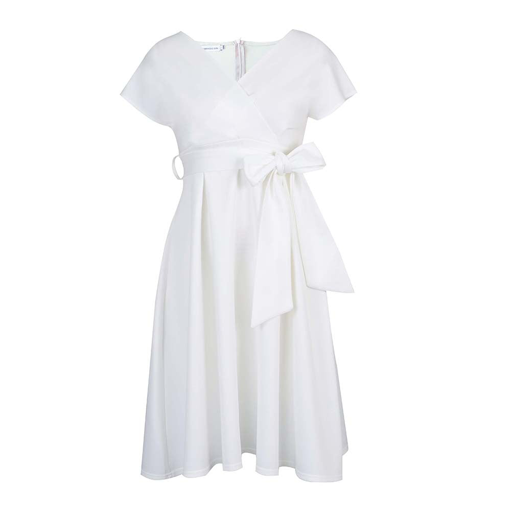 Damen Wickelkleid V-Ausschnitt Gürtel Norvielle
