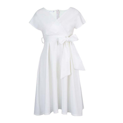Damen Wickelkleid V-Ausschnitt Gürtel Norvielle