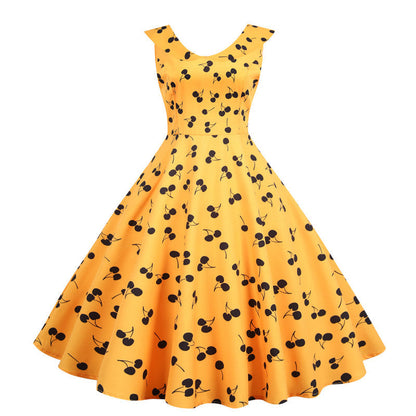 Damen Swingkleid Fruchtigem Design Ausgestellter Rock Norvielle - Norvielle