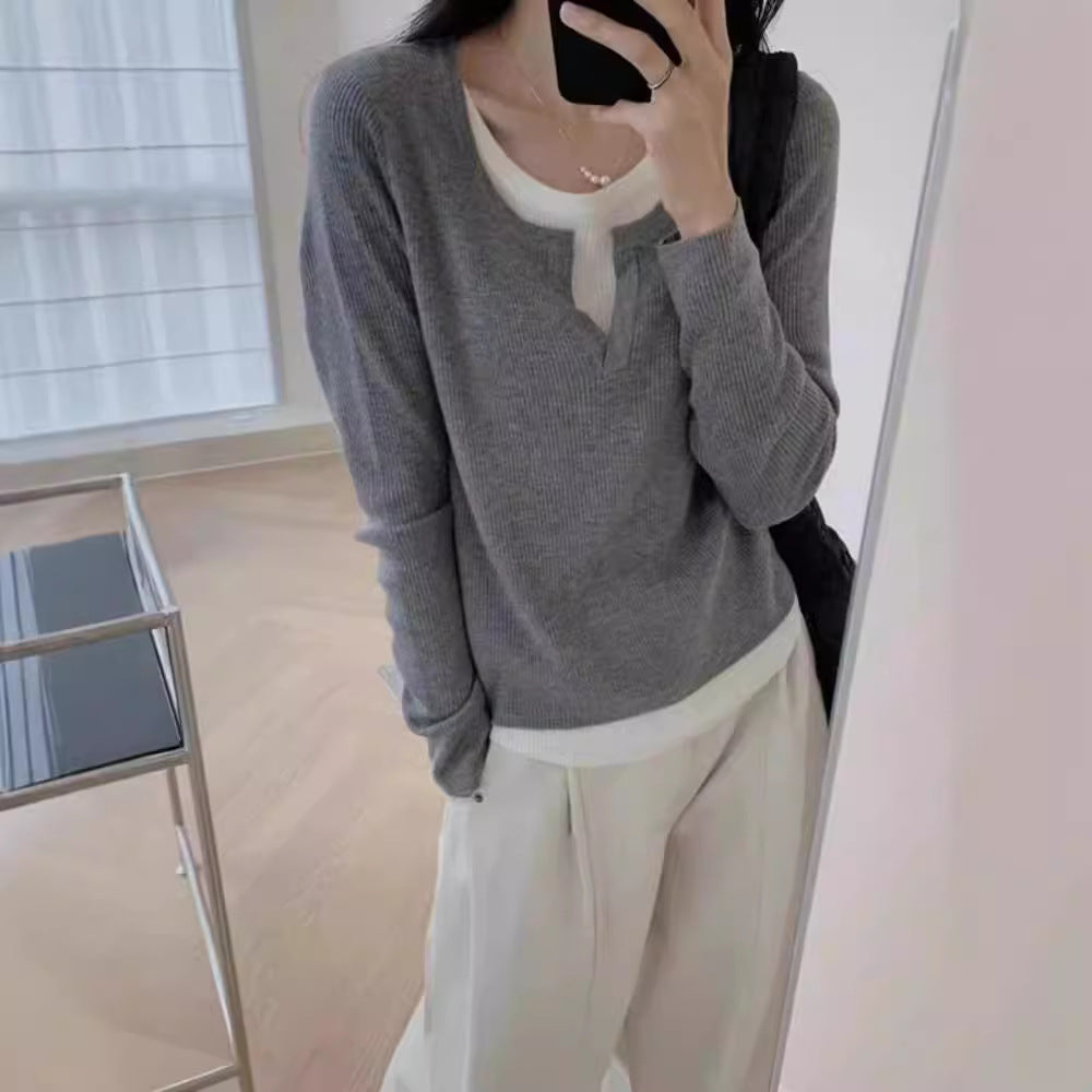 Damen Feinstrickpullover V-Ausschnitt Raglanärmel Norvielle - Norvielle