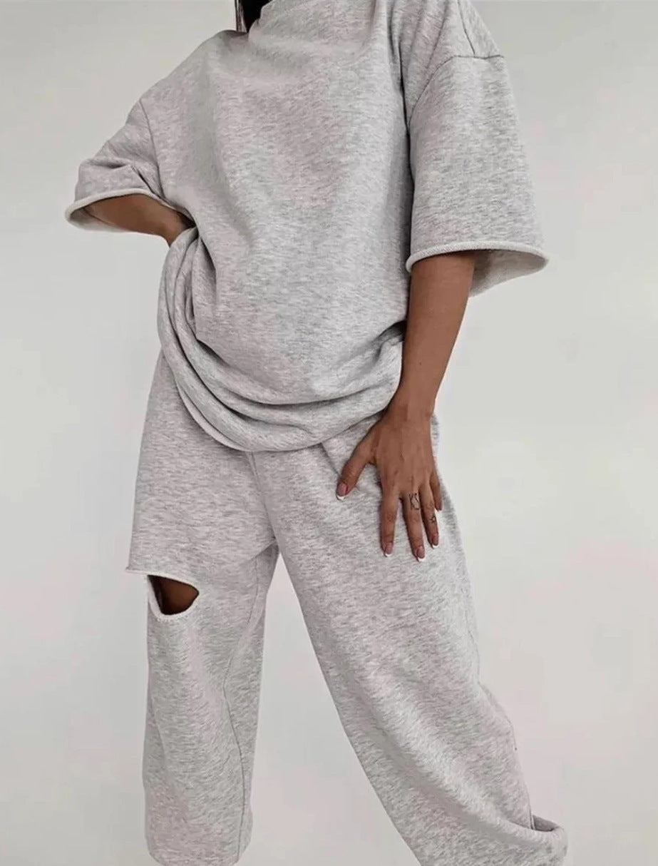 Damen Lounge-Set Kuschelig Weites Oberteil Jogginghose Norvielle