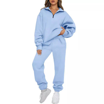 Damen Sweatpants-Set Stehkragen Kängurutasche Norvielle