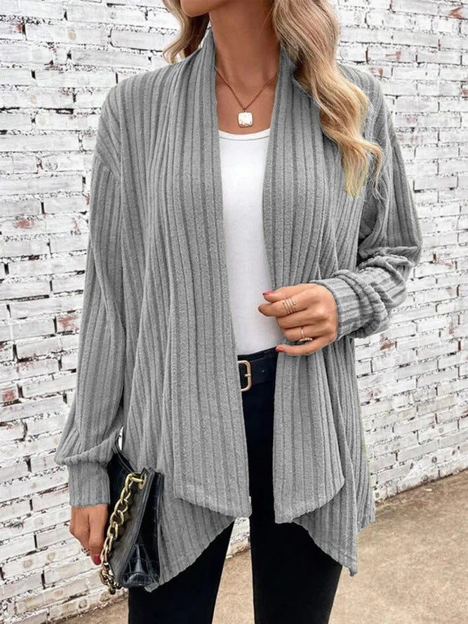 Damen Rippstrick Cardigan Drape-Style - Norvielle
