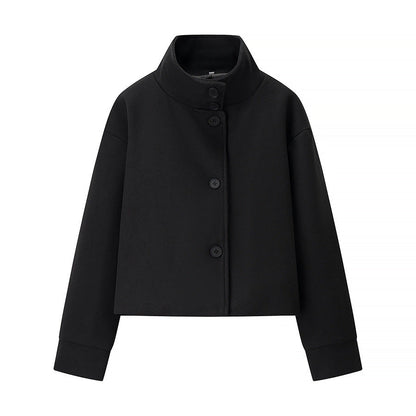 Damen modische Jacke Stehkragen Knopfdetails Norvielle
