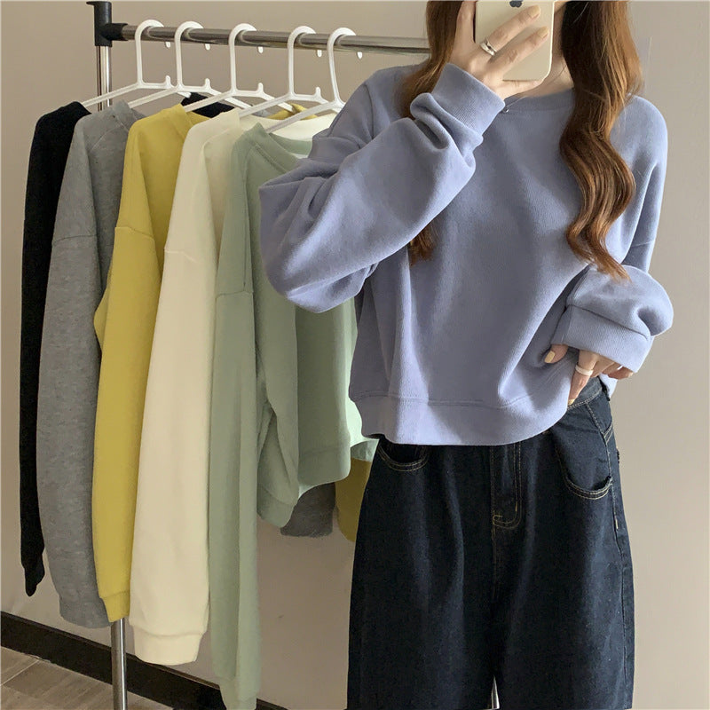 Damen Cropped Pullover Weicher Baumwollmix Rundhalsausschnitt Beige - Norvielle