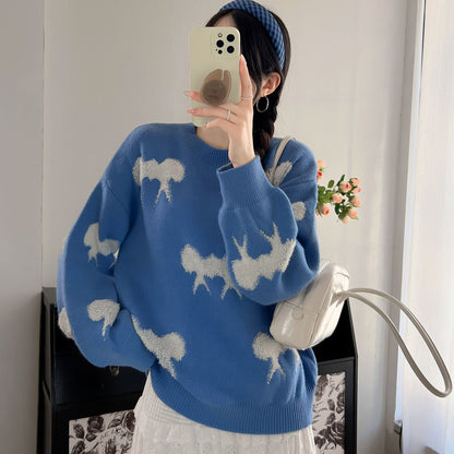 Damen Pullover Gemusterter Tiermotiv Lässiger Schnitt Norvielle - Norvielle