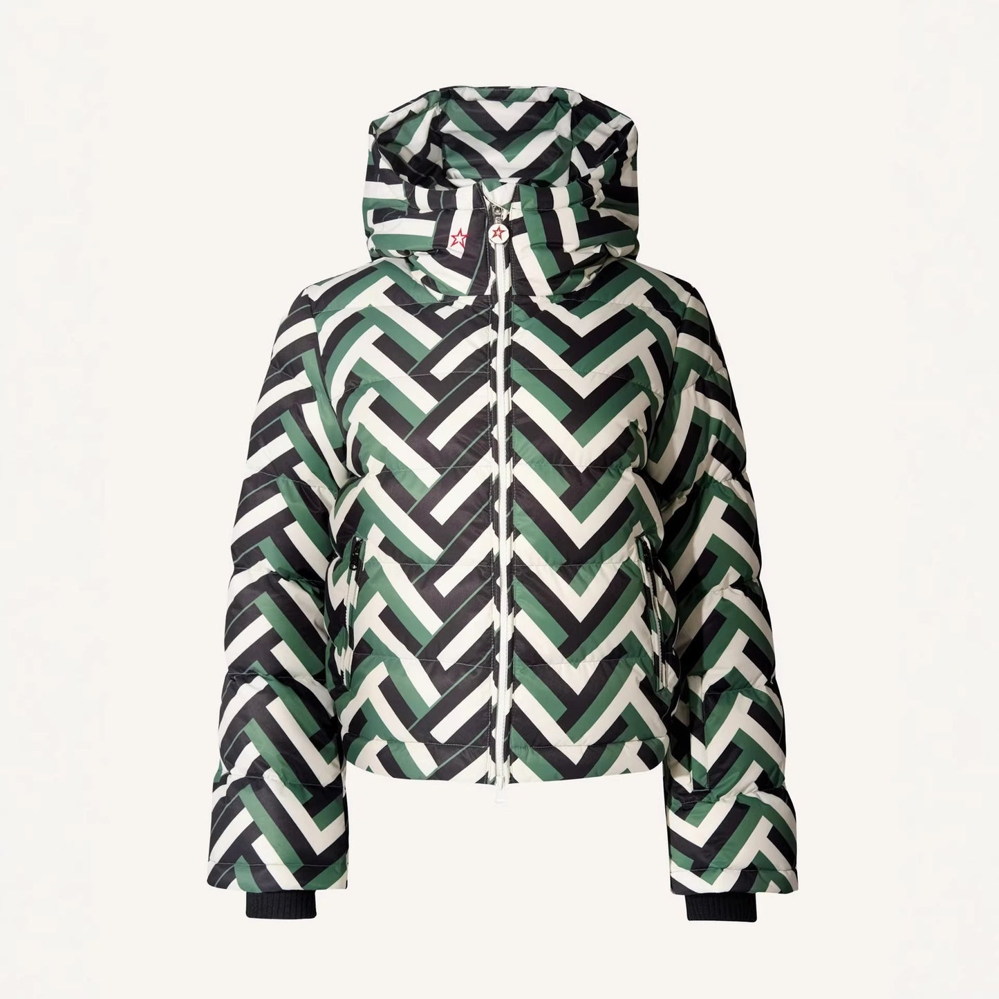 Damen Steppjacke mit Kapuze Geometrisches Muster