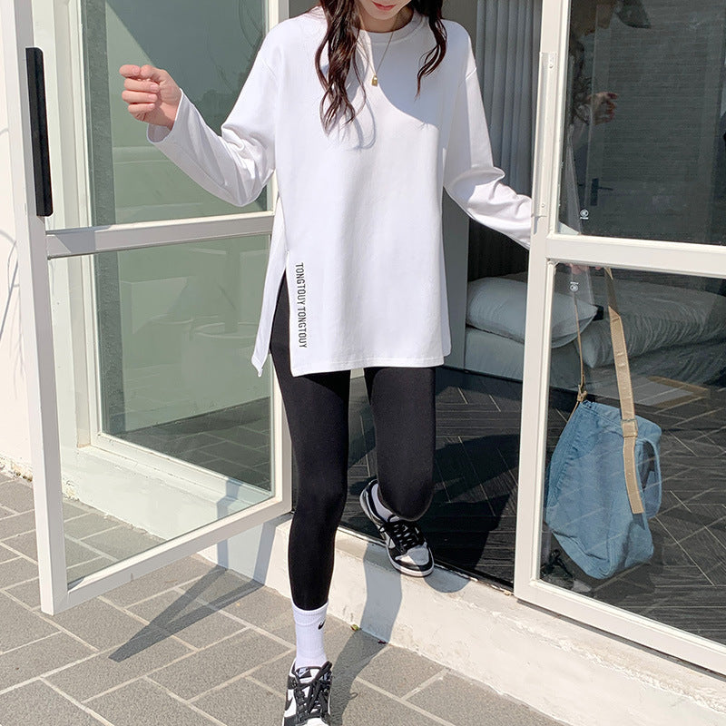 Damen Longsleeve-Shirt Asymmetrischer Schnitt Durchgehendes Design