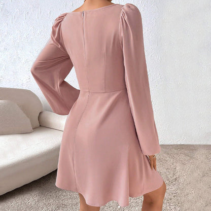 Damen Minikleid Rüschendetails Puffärmel