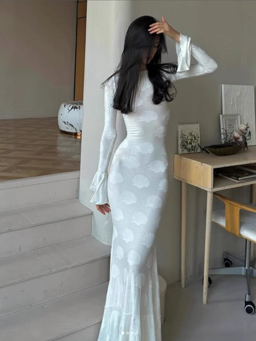Damen Mermaid-Kleid mit Muschelstruktur Norvielle