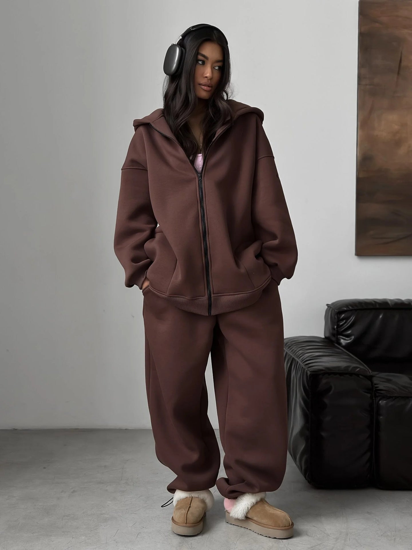 Damen Oversized Hoodie Jogginghose Set Elastisch Bequem Norvielle