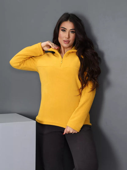Damen Fleece Pullover Stehkragen Halbzipp Norvielle